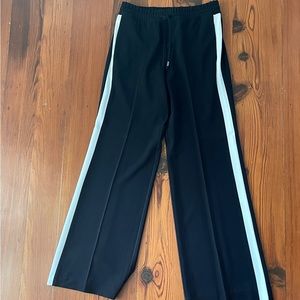 Alice & Olivia black track pants with white side stripe, Size 2